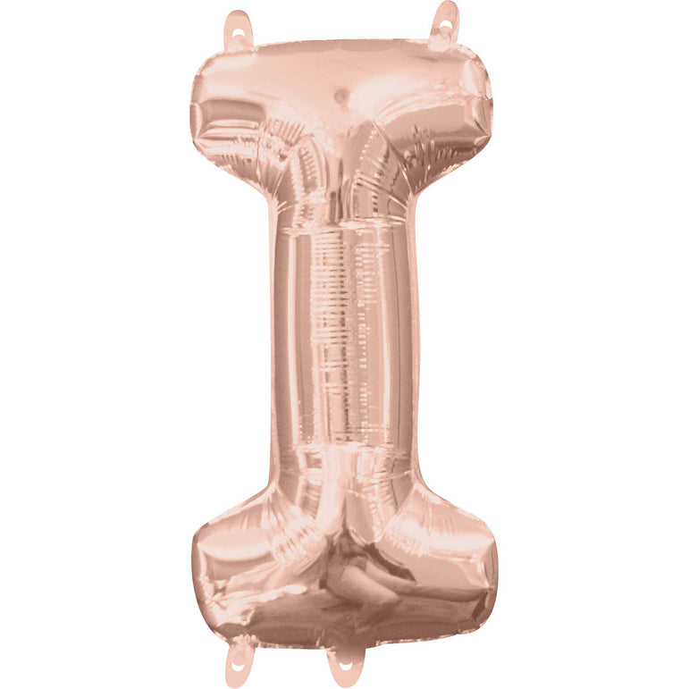 Rose Gold Letter I Mini Shape Balloon 17x33cm
