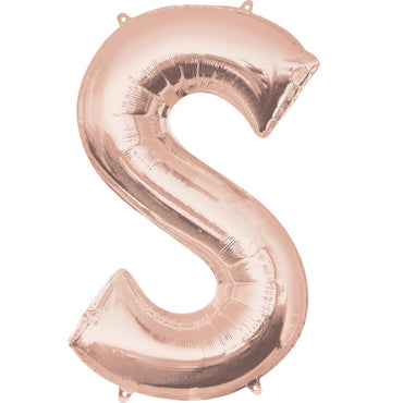 Rose Gold Letter S Mini Shape Foil Balloon 40cm Balloons & Streamers - Party Centre - Party Centre