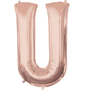 Rose Gold Letter U Mini Shape Foil Balloon 40cm Balloons & Streamers - Party Centre - Party Centre