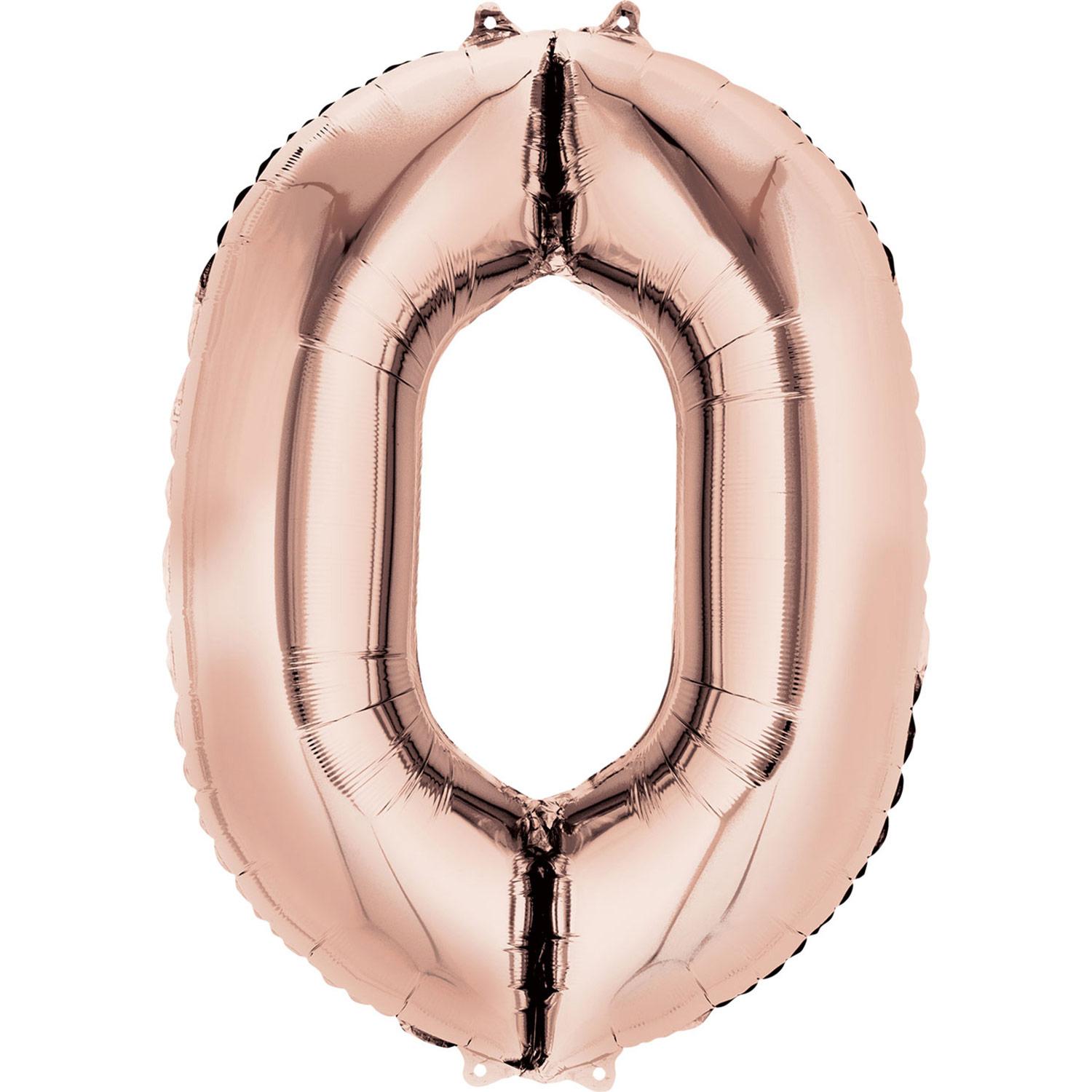 Rose Gold Number 0 Mini Shape Foil Balloon 40cm Balloons & Streamers - Party Centre - Party Centre