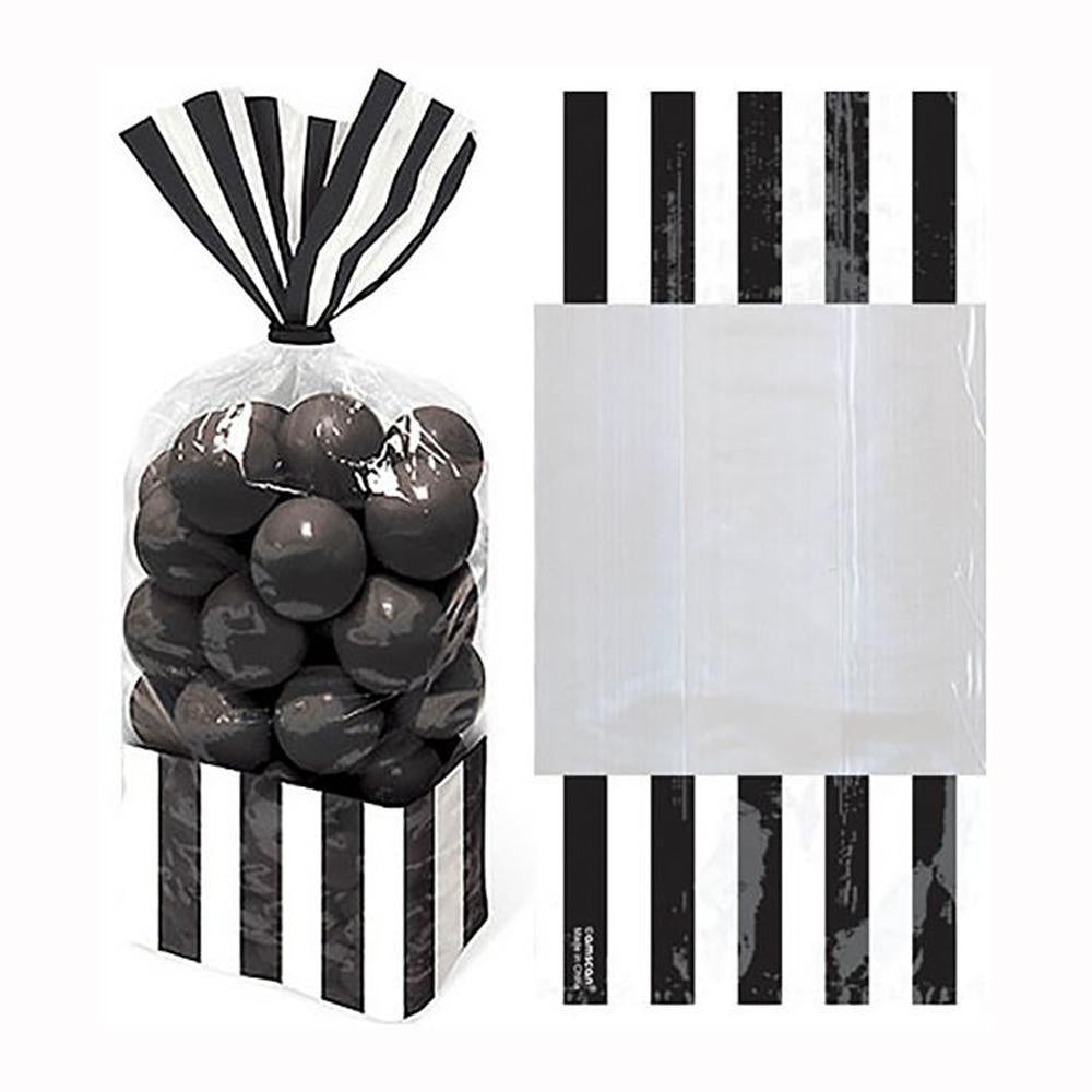 Black Small Striped Party Bags 10pcs Favours - Party Centre - Party Centre