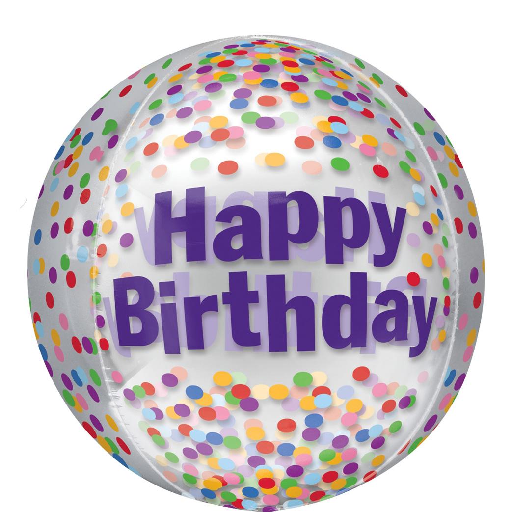 Happy Birthday Funfetti Orbz Balloon 38x40cm Balloons & Streamers - Party Centre - Party Centre