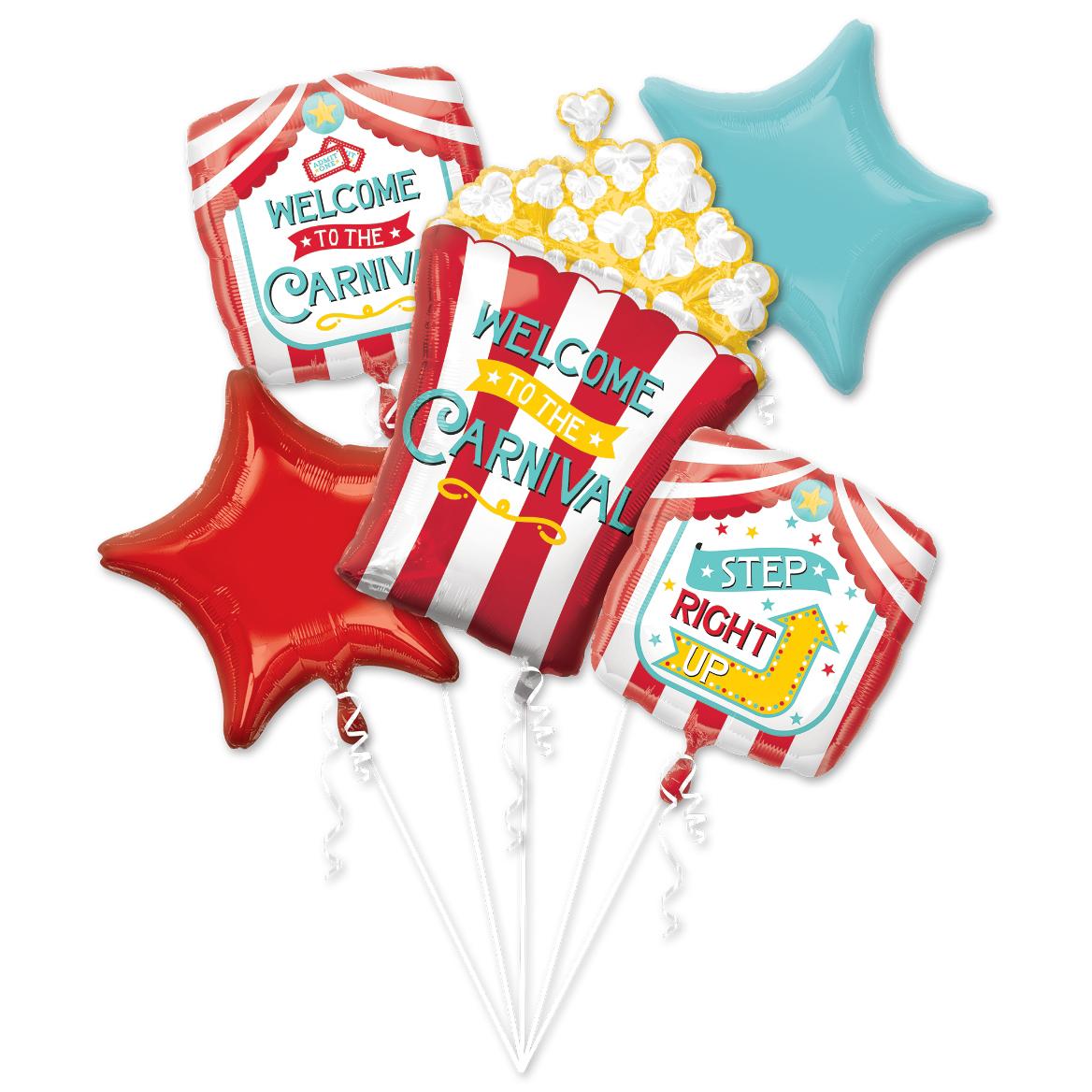 Carnival Balloon Bouquet 5pcs Balloons & Streamers - Party Centre - Party Centre