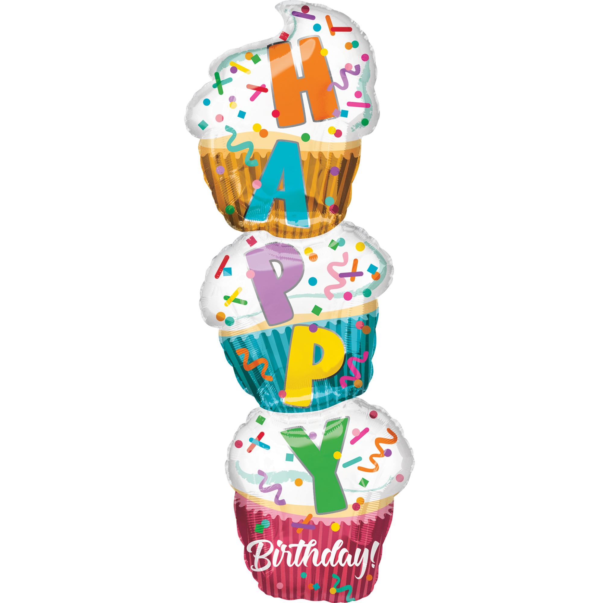 Stacked Cupcake SuperShape 33x104cm Balloons & Streamers - Party Centre - Party Centre