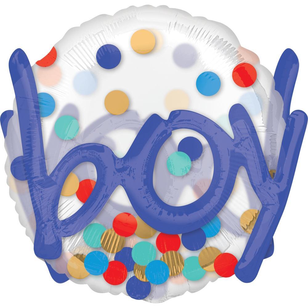 It's a Boy Confetti Dots See-Thru Multi-Balloon 91cm Balloons & Streamers - Party Centre - Party Centre