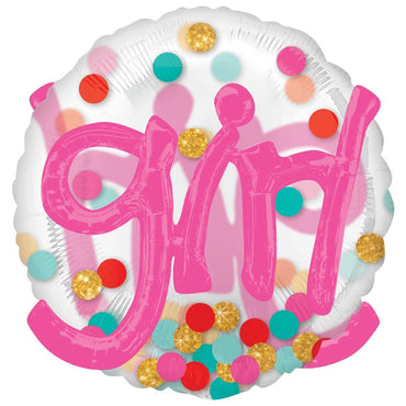 It's A Girl Confetti Dots See-Thru Multi-Balloon 91cm Balloons & Streamers - Party Centre - Party Centre