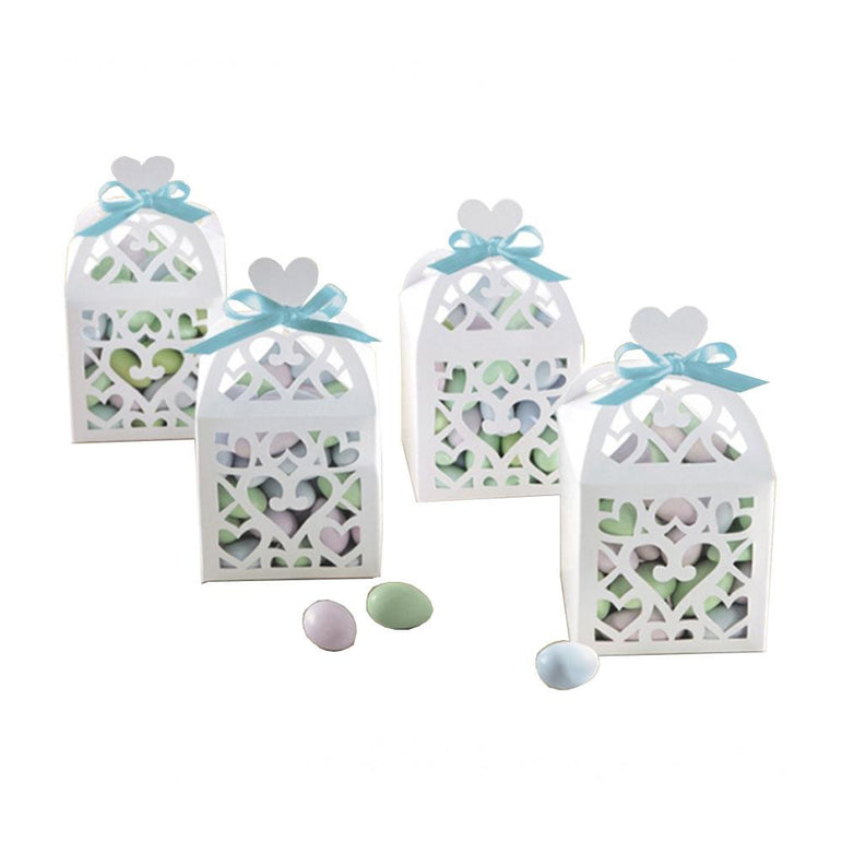 White Favor Lantern Boxes 50pcs Favours - Party Centre