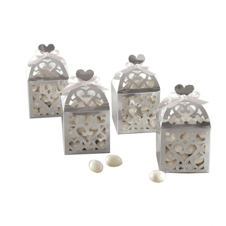 Silver Lantern Favor Boxes 6cm, 50pcs Favours - Party Centre