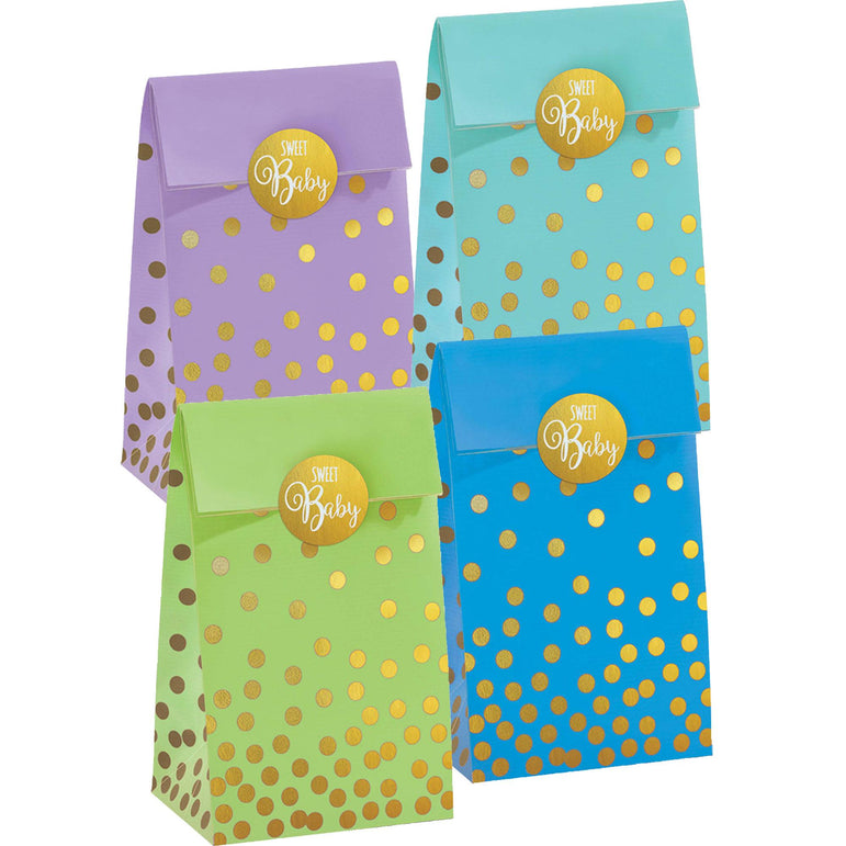 Neutral Baby Shower Foil Stamped Paper Bags 20pcs Party Favors - Party Centre