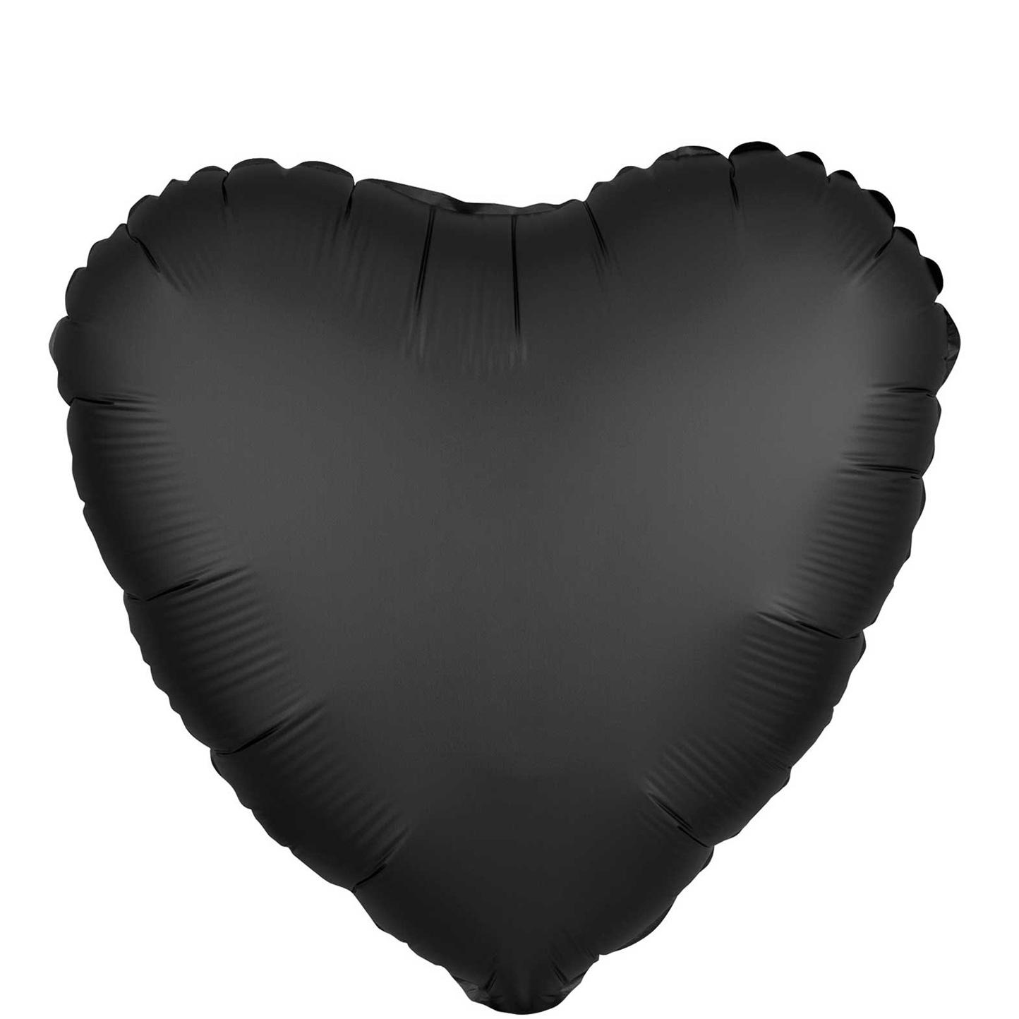 Onyx Satin Luxe Heart Foil Balloon 45cm Balloons & Streamers - Party Centre - Party Centre