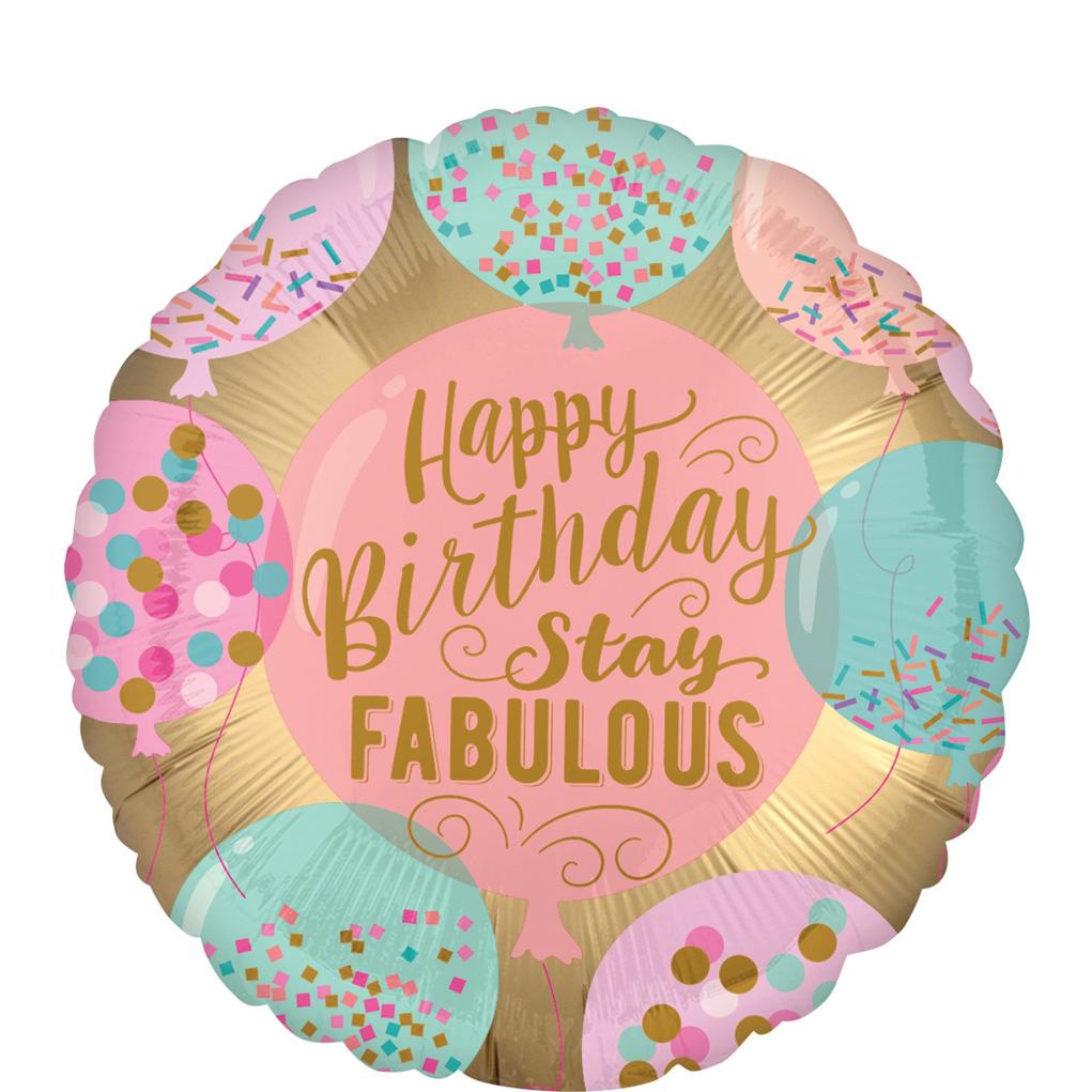 Happy Birthday Stay Fabulous Foil Balloon 45cm Balloons & Streamers - Party Centre - Party Centre
