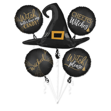 Witch Silhouette Balloon Bouquet 5pcs Balloons & Streamers - Party Centre - Party Centre