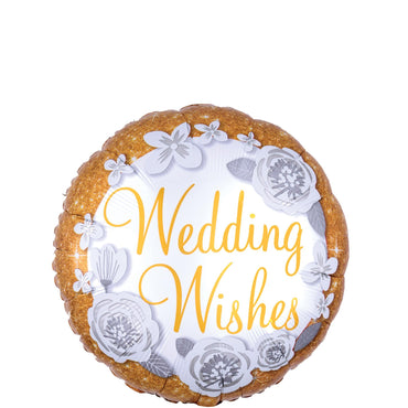 Wedding Wishes Gold & Silver Round Foil Balloon 45cm Balloons & Streamers - Party Centre - Party Centre