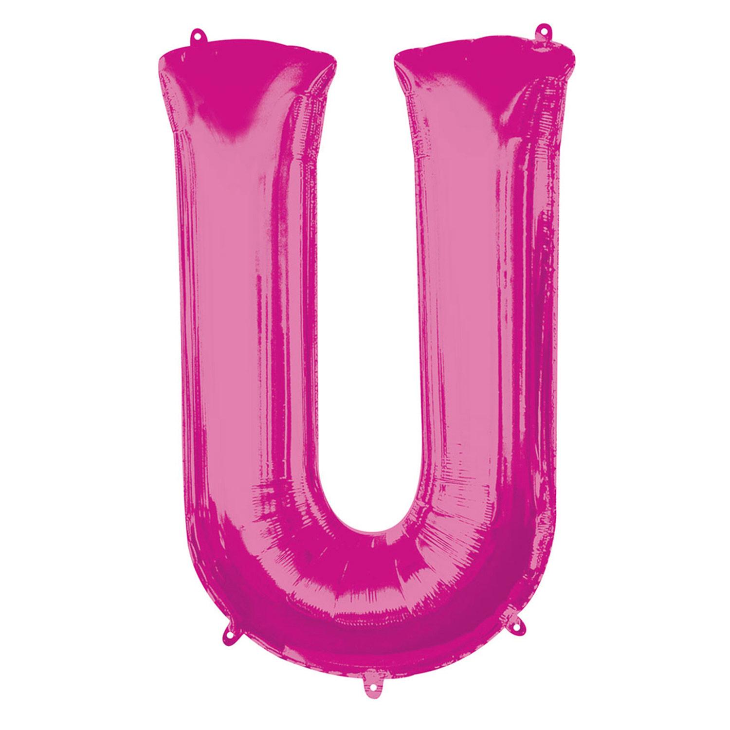Pink Letter U Mini Shape Foil Balloon 40cm Balloons & Streamers - Party Centre - Party Centre