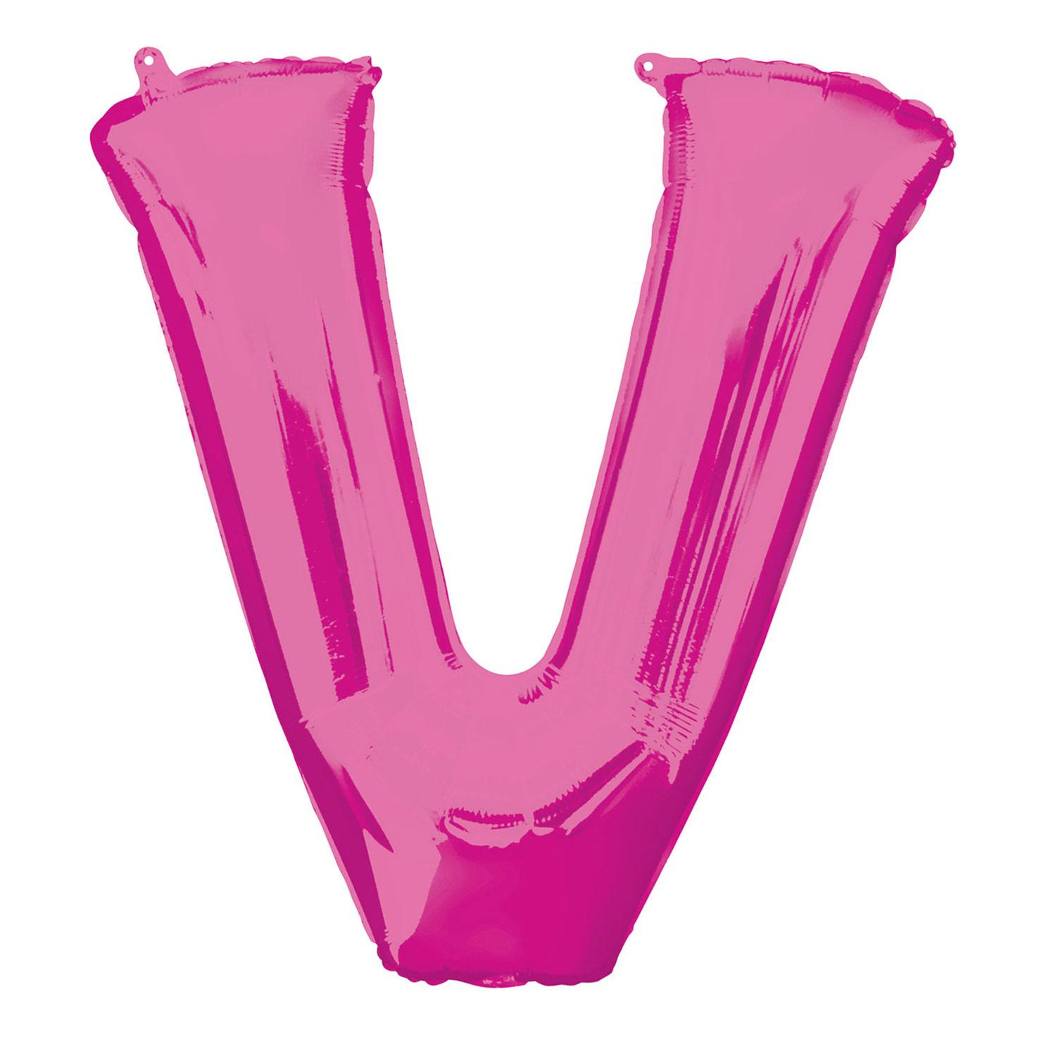 Pink Letter V Mini Shape Foil Balloon 40cm Balloons & Streamers - Party Centre - Party Centre