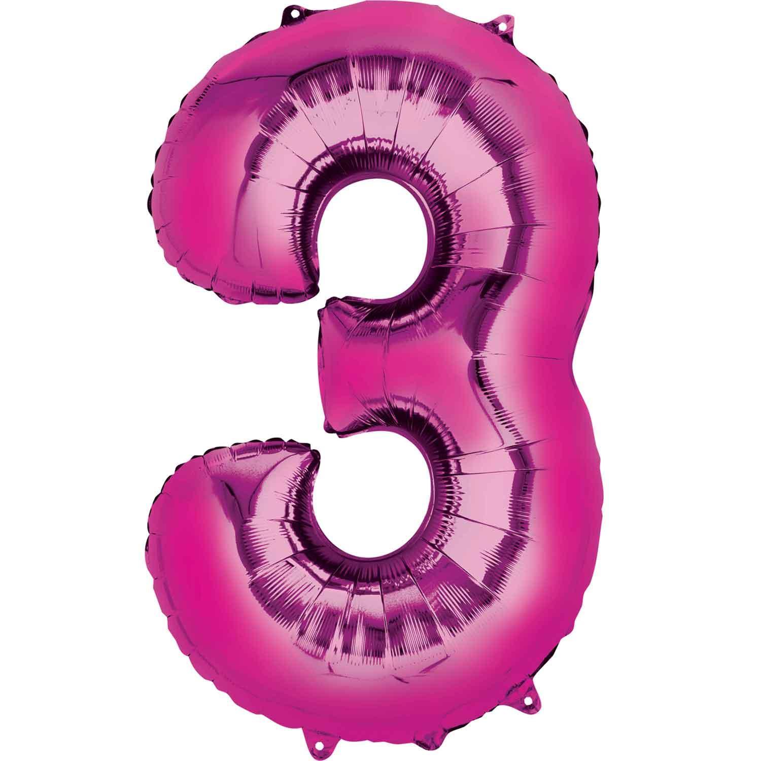 Pink Number 3 Mini Shape Foil Balloon 40cm Balloons & Streamers - Party Centre - Party Centre