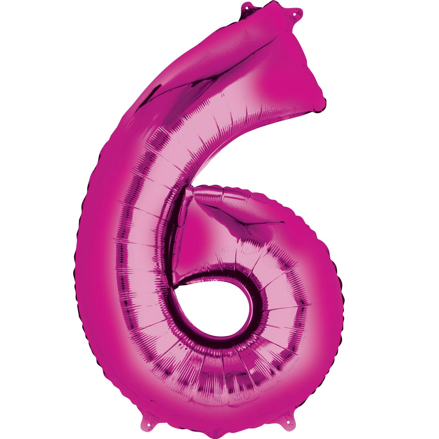 Pink Number 6 Mini Shape Foil Balloon 40cm Balloons & Streamers - Party Centre - Party Centre