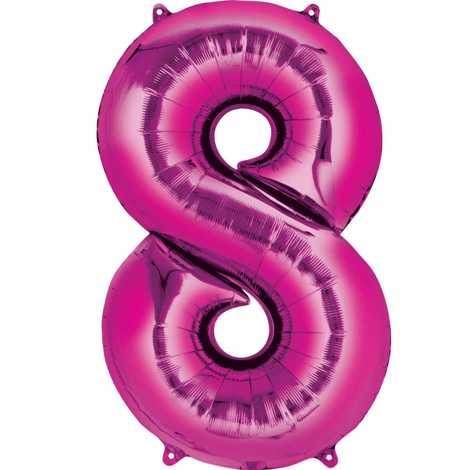 Pink Number 8 Mini Shape Foil Balloon 40cm Balloons & Streamers - Party Centre - Party Centre