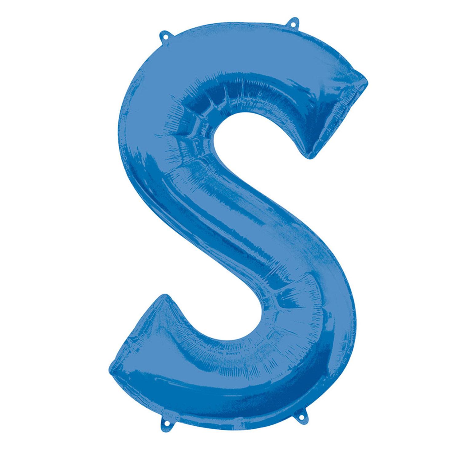 Blue Letter S Mini Shape Foil Balloon 40cm Balloons & Streamers - Party Centre - Party Centre