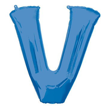 Blue Letter V Mini Shape Foil Balloon 40cm Balloons & Streamers - Party Centre - Party Centre
