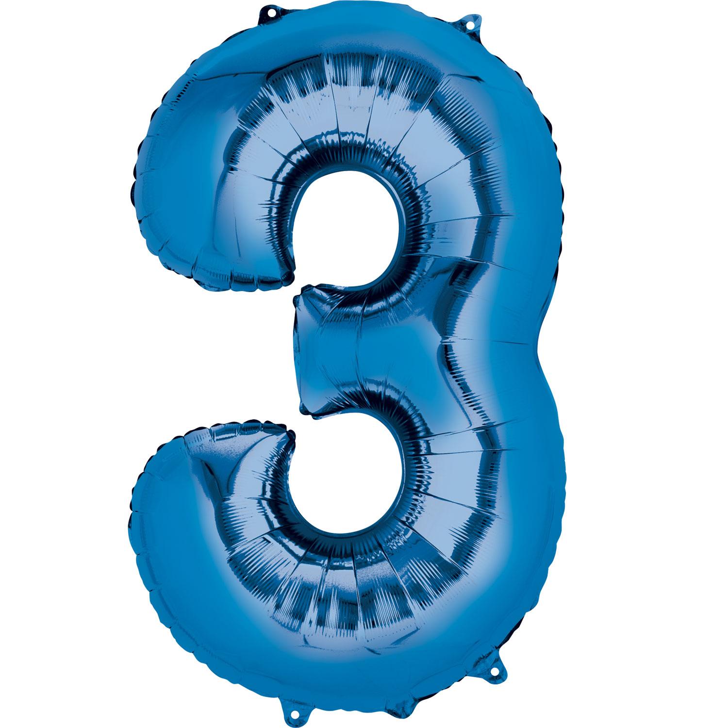 Blue Number 3 Mini Shape Foil Balloon 20x33cm Balloons & Streamers - Party Centre - Party Centre