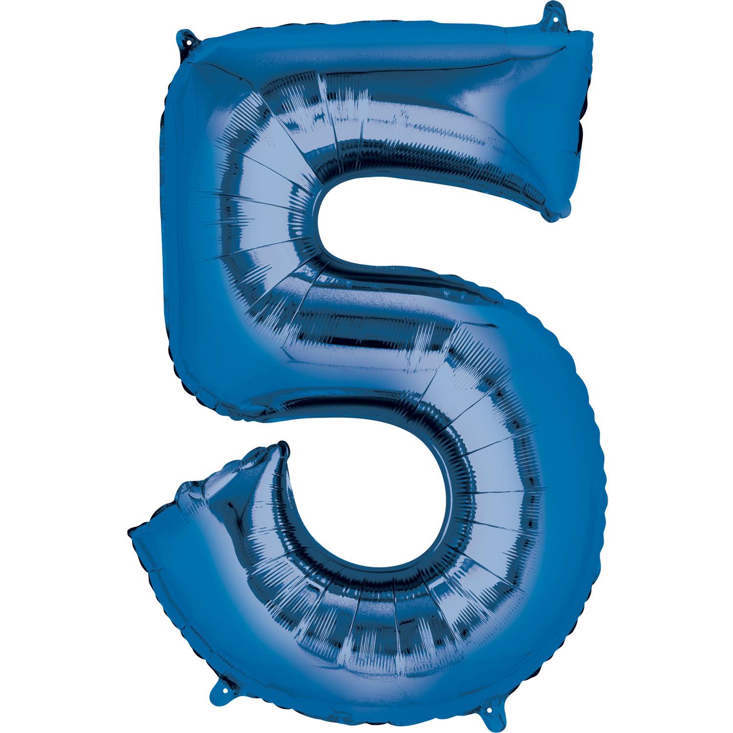 Blue Number 5 Mini Shape Foil Balloon 22x33cm Balloons & Streamers - Party Centre - Party Centre