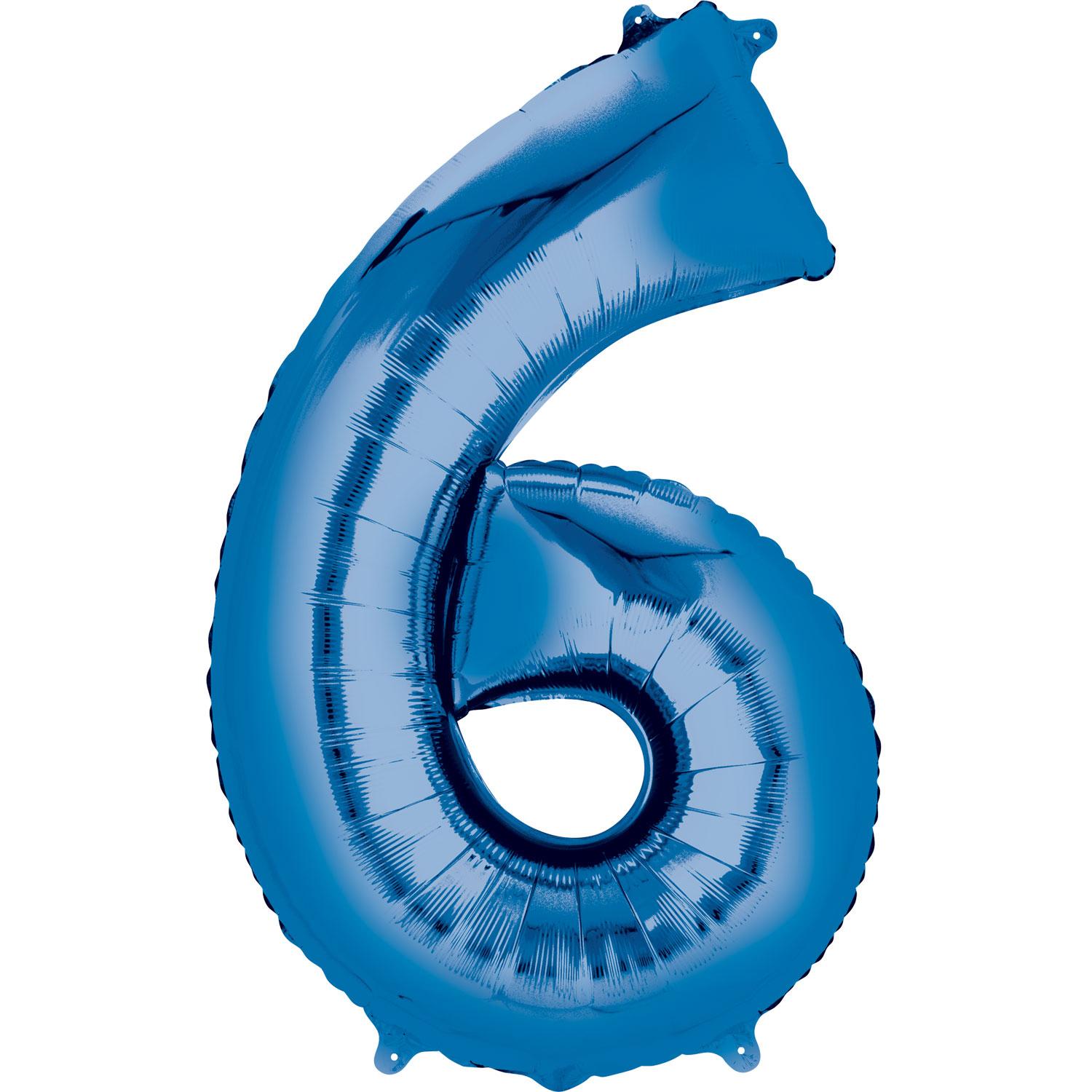 Blue Number 6 Mini Shape Foil Balloon 22x35cm Balloons & Streamers - Party Centre - Party Centre