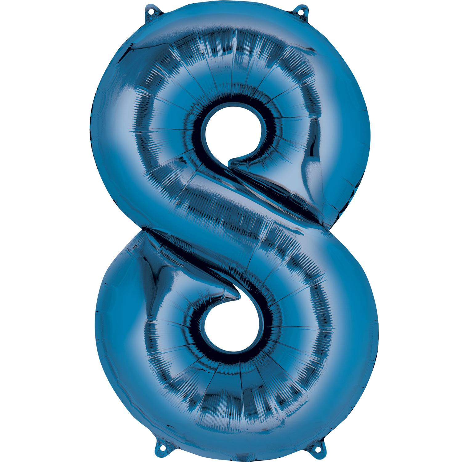 Blue Number 8 Mini Shape Foil Balloon 20x35cm Balloons & Streamers - Party Centre - Party Centre