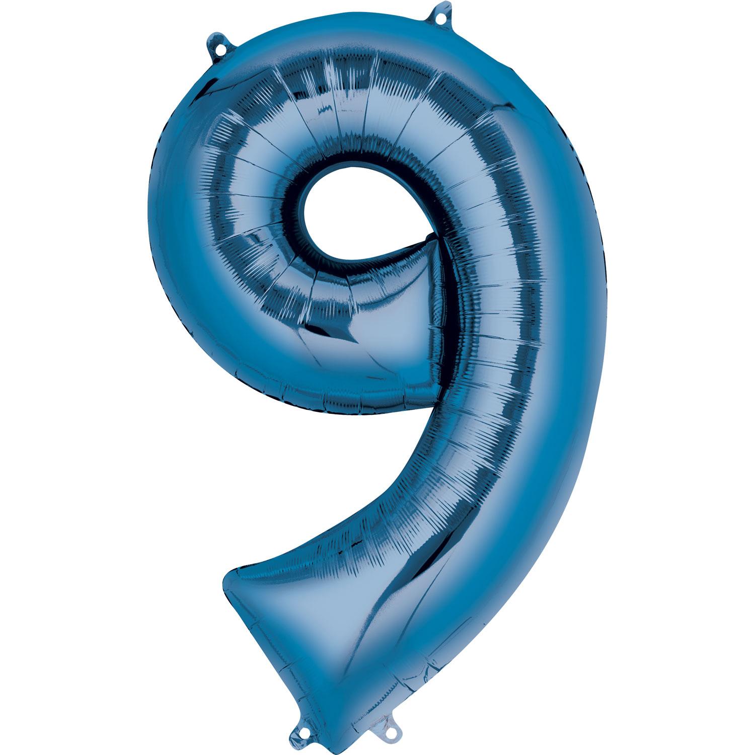 Blue Number 9 Mini Shape Foil Balloon 20x35cm Balloons & Streamers - Party Centre - Party Centre
