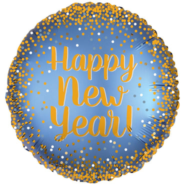 Gold & New Year Satin Foil Balloon 45cm Balloons & Streamers - Party Centre - Party Centre