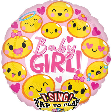Emoticon Baby Girl Sing-A-Tune Jumbo Balloon 71cm Balloons & Streamers - Party Centre - Party Centre