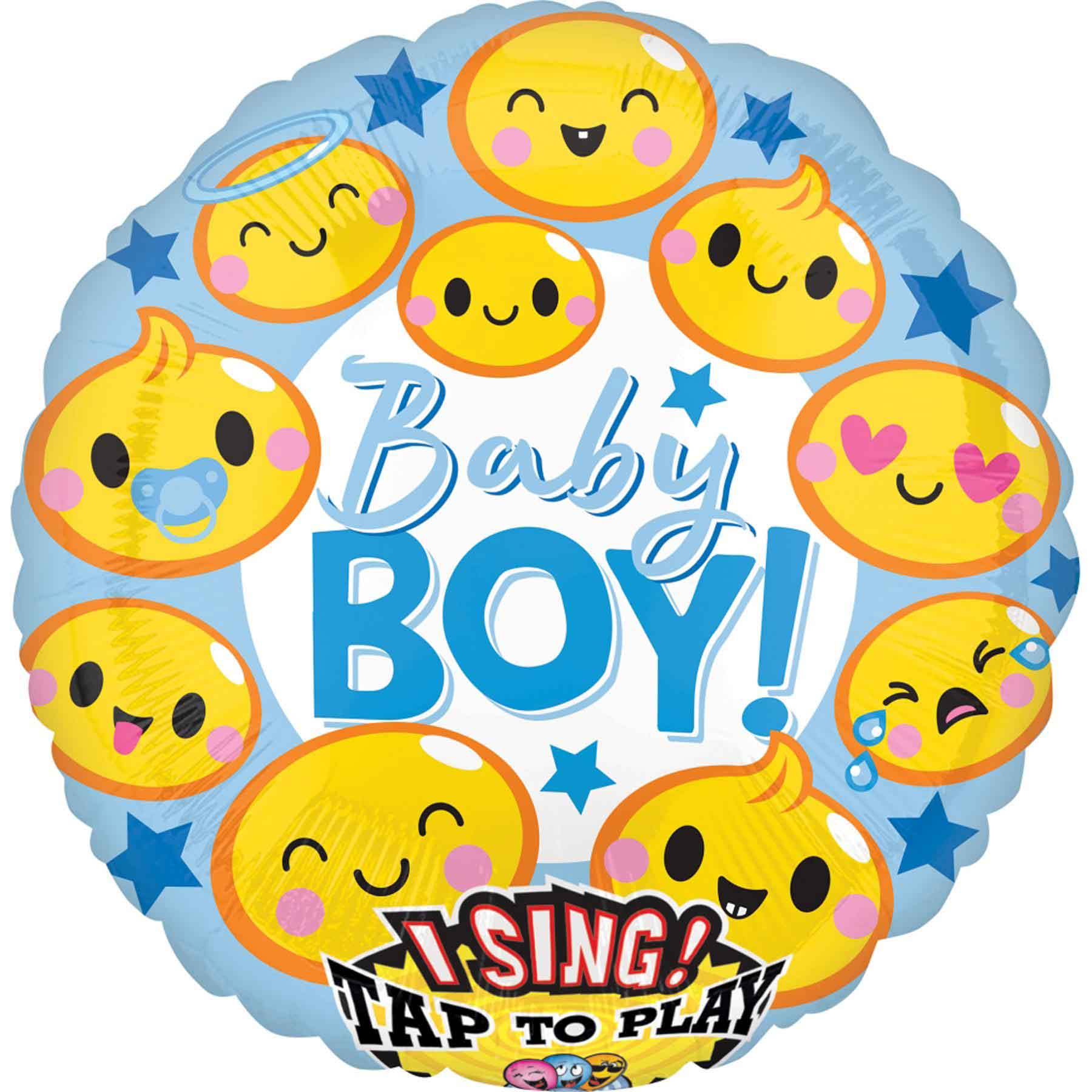 Emoticon Baby Boy Sing-A-Tune Jumbo Balloon 71cm Balloons & Streamers - Party Centre - Party Centre