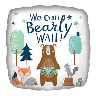 We Can Bearly Wait Foil Balloon 45cm Balloons & Streamers - Party Centre - Party Centre