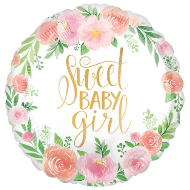 Floral Baby Girl Foil Balloon 45cm Balloons & Streamers - Party Centre - Party Centre