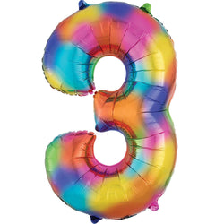 Rainbow Splash Number SuperShape Foil Balloons