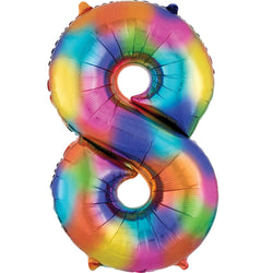 Rainbow Splash Number SuperShape Foil Balloons
