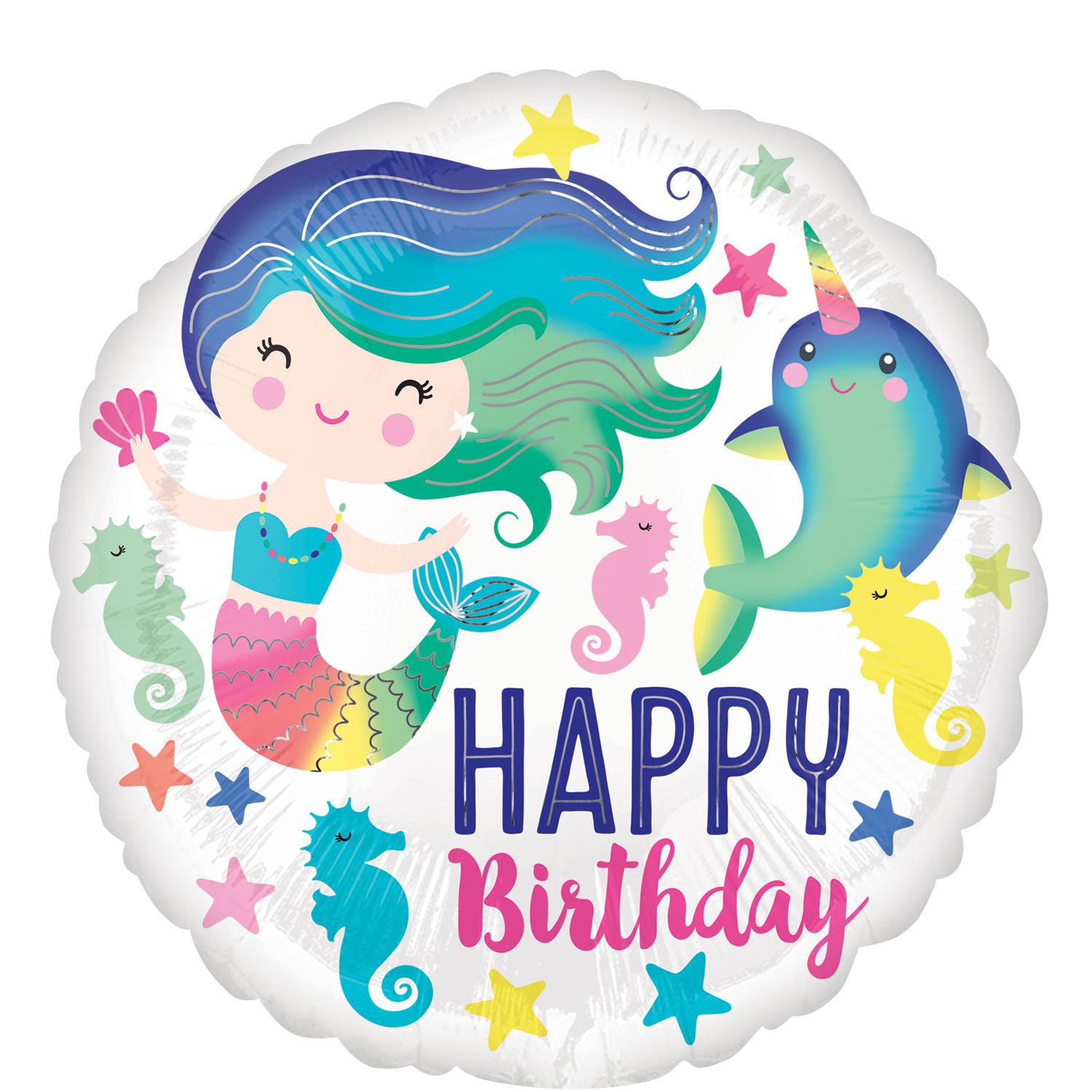 Colorful Ocean Fun Happy Birthday Foil Balloon 45cm Balloons & Streamers - Party Centre - Party Centre