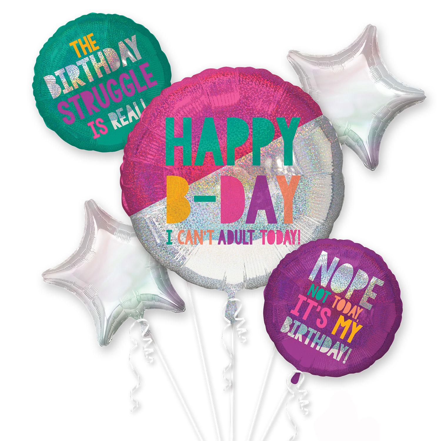 Young & Fabulous Birthday Bouquet 5pcs Balloons & Streamers - Party Centre - Party Centre
