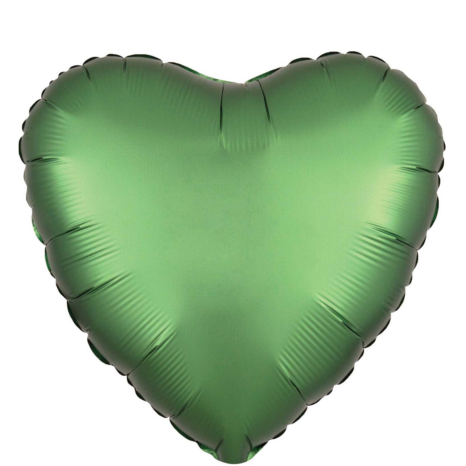 Emerald Satin Luxe Heart Foil Balloon 45cm Balloons & Streamers - Party Centre - Party Centre