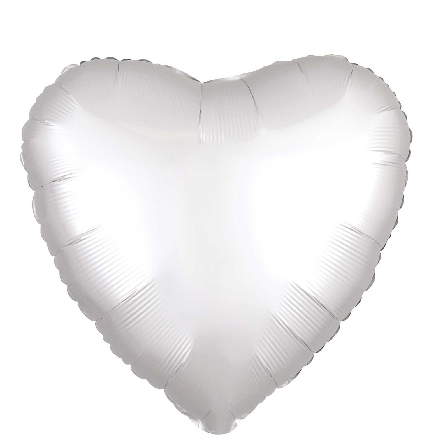 White Satin Luxe Heart Foil Balloon 45cm Balloons & Streamers - Party Centre - Party Centre