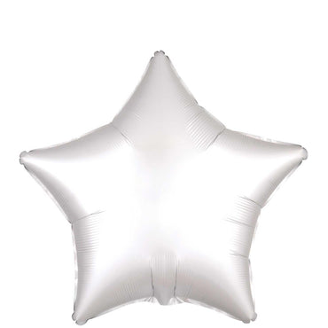 White Satin Luxe Star Foil Balloon 45cm Balloons & Streamers - Party Centre - Party Centre