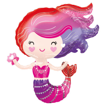 Lovely Mermaid SuperShape Foil Balloon 73x76cm Balloons & Streamers - Party Centre - Party Centre