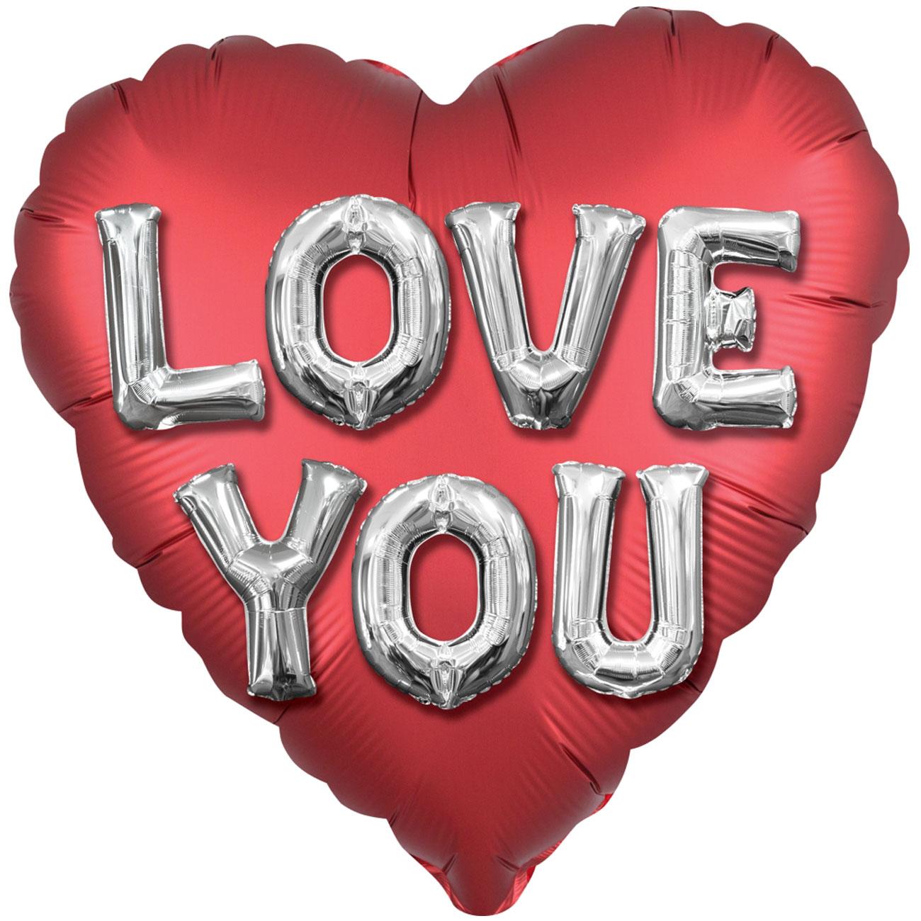 Love You Letters Satin Foil Balloon 45cm Balloons & Streamers - Party Centre - Party Centre