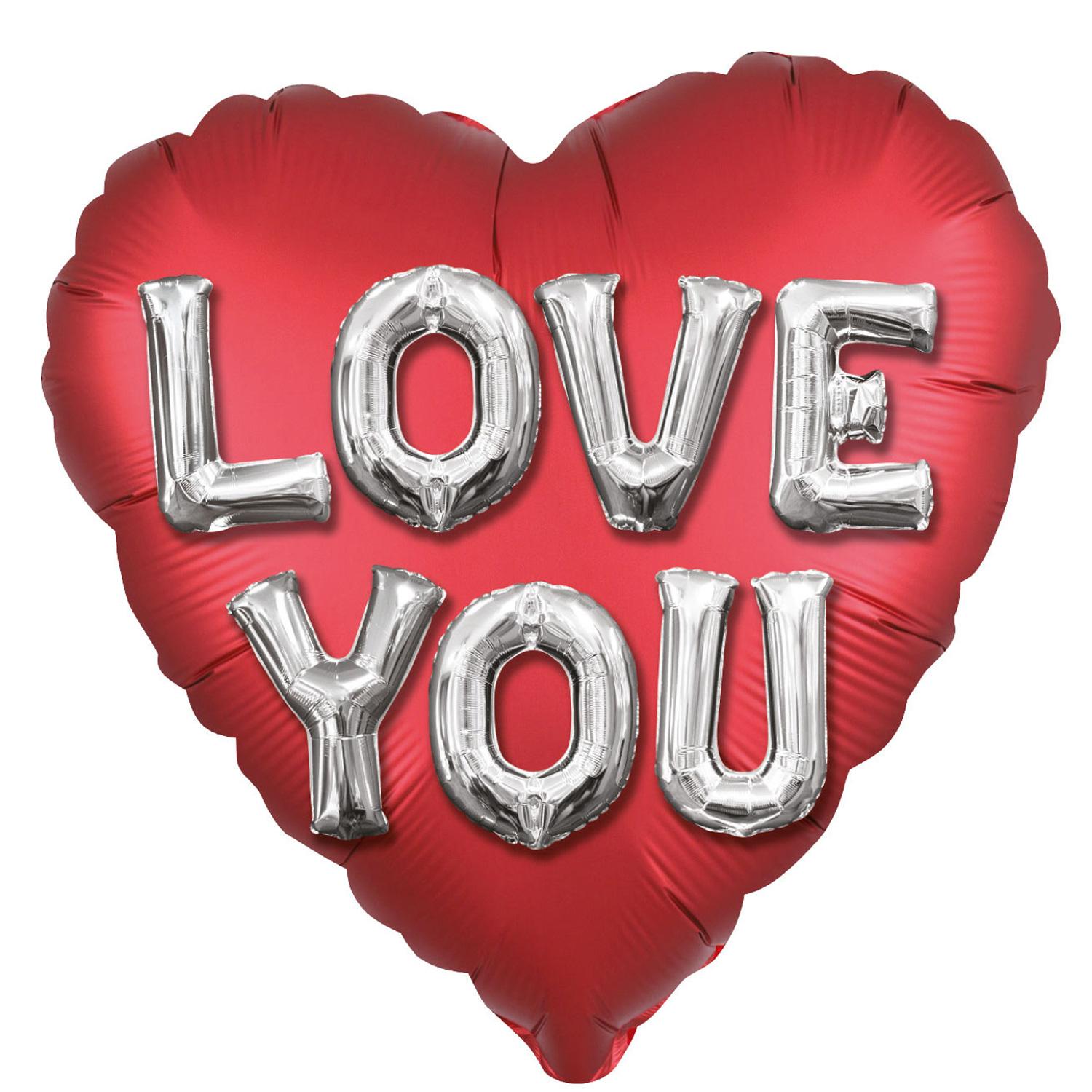 Love You Letters Satin Jumbo Foil Balloon 71cm Balloons & Streamers - Party Centre - Party Centre