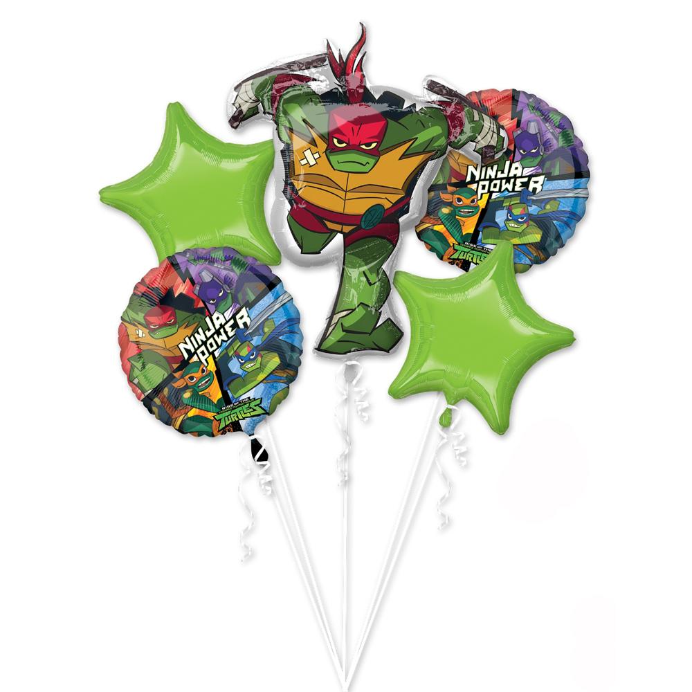 Rise of the TMNT Balloon Bouquet 5pcs Balloons & Streamers - Party Centre - Party Centre