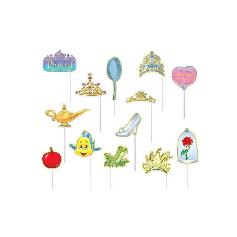 مجموعة من أعواد الأشكال التنكرية الورقية للتصوير بتصميم مستوحي من أميرات ديزني من مجموعة "وانس أبون ايه تايم"، 13 قطعة