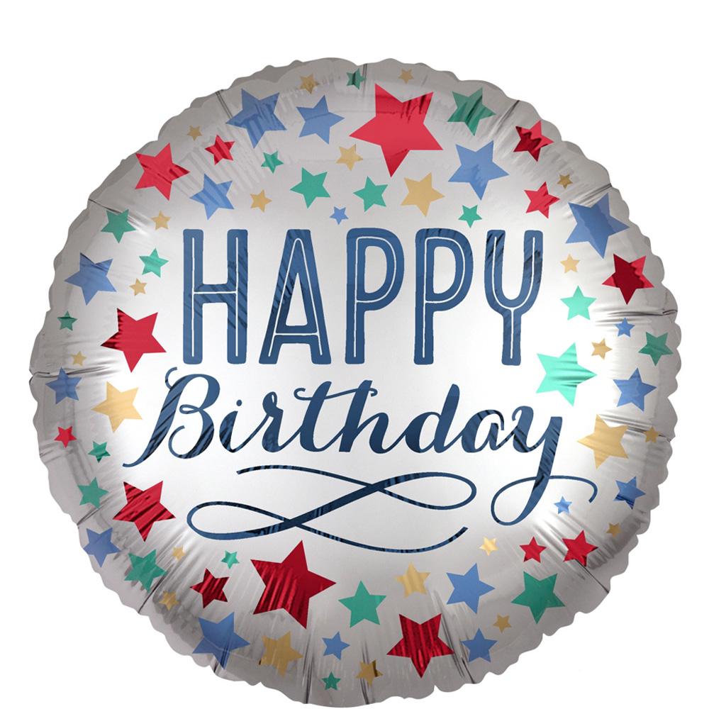 Birthday Satin Stars Foil Balloon 45cm Balloons & Streamers - Party Centre - Party Centre