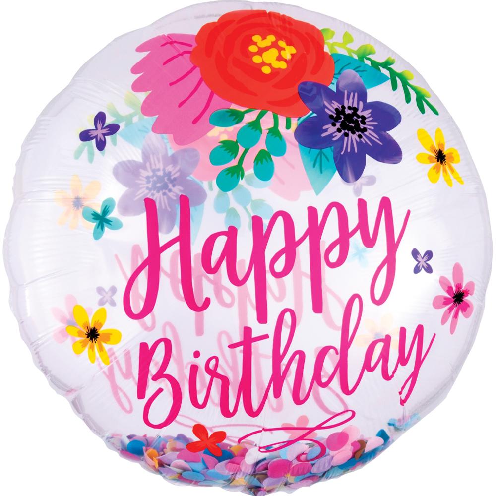 Birthday Floral Fun Confetti Balloon 71cm Balloons & Streamers - Party Centre - Party Centre