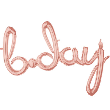 Bday Rose Gold Script Phrase Balloon 93x68cm Balloons & Streamers - Party Centre - Party Centre