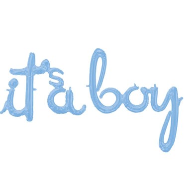It's A Boy Pastel Blue Script Phrase Balloon 68x50cm Balloons & Streamers - Party Centre - Party Centre